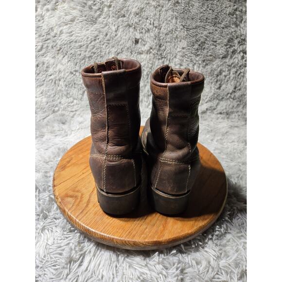 SOLD Vintage Cedar Crest Lace Up Brown Leather Combat Logger Size 12 Inches - Picture 4 of 8